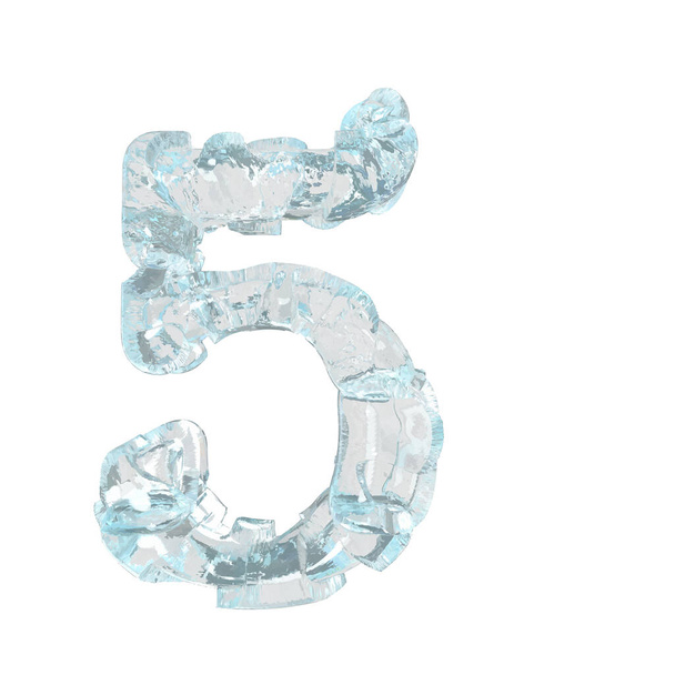 3d symbol made of broken ice. number 5 - Wektor, obraz