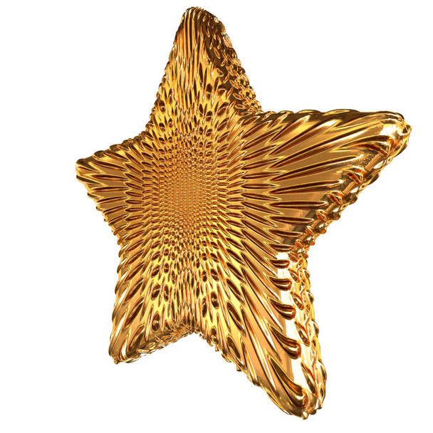 3D ribbed stars made of gold - ベクター画像