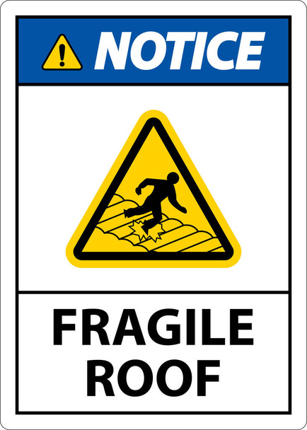 Notice Fragile Roof Sign On White Background - Vecteur, image