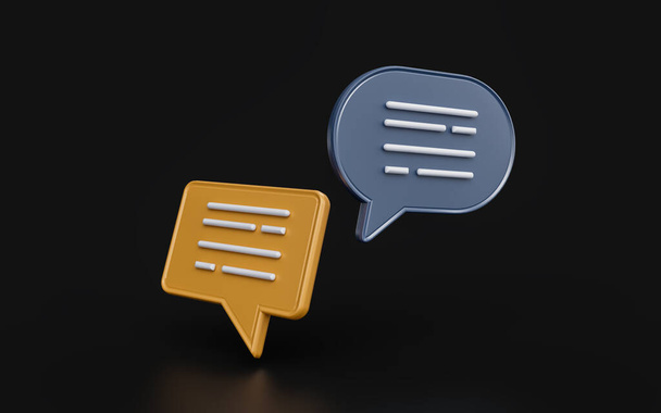 chat bubble sign on dark background 3d render concept for conversation communication - 写真・画像