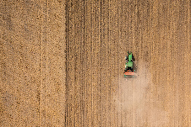 High angle view of a tractor on the field with copy space - Foto, Imagen