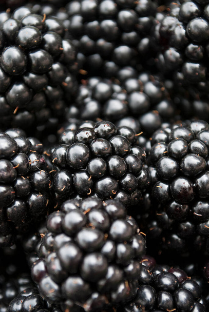 Close up of ripe blackberries. Texture background from blackberries. Natural berry background - Foto, imagen