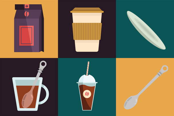 six international coffee day set icons - Vektor, obrázek