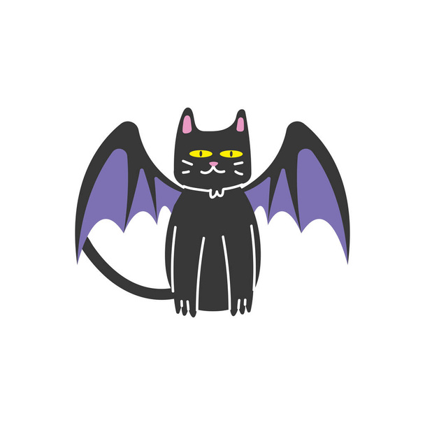 halloween cat with bat wings character - Vektor, Bild