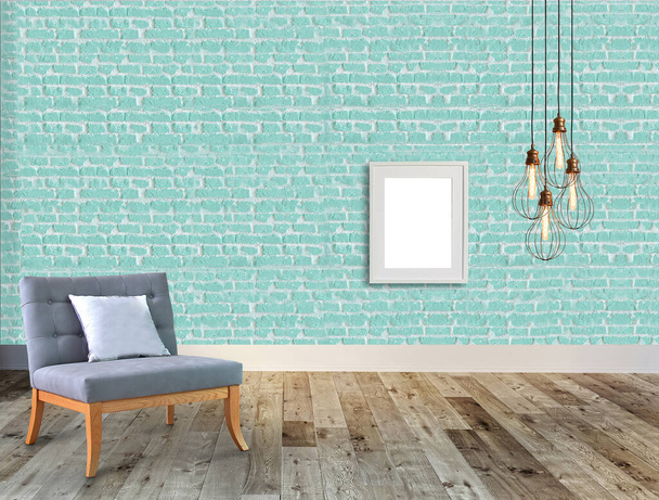 νέο άδειο σαλόνι εσωτερική διακόσμηση ξύλινο πάτωμα, πέτρα έννοια τοίχο. διακοσμητικό φόντο για σπίτι, γραφείο και ξενοδοχείο. 3D απεικόνιση - Φωτογραφία, εικόνα