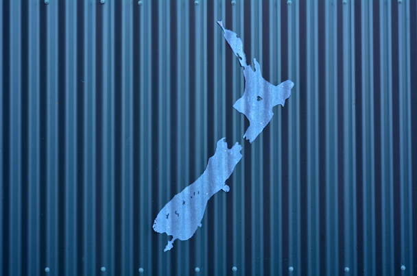 Artwork of New Zealand shape on a wall - Foto, Bild