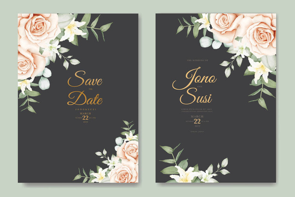 Save the Date Flower Roses Watercolor  - Vetor, Imagem