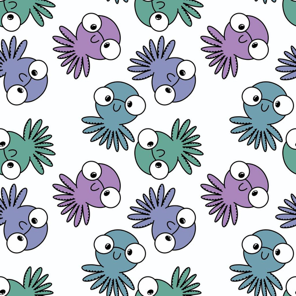 Animals cartoon seamless octopus pattern for wrapping paper and kids clothes print and accessories and notebooks and fabrics and linens. High quality illustration - Foto, afbeelding