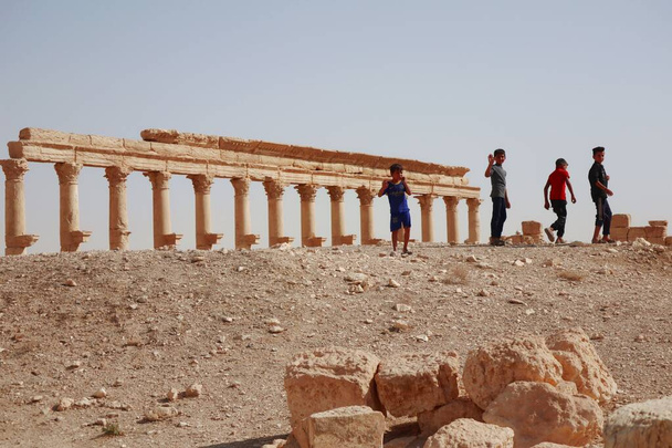 Palmyra, Suriye ve modern şehrin arkeolojik alanı 2015 yılında İsis tarafından kısmen yok edildi. (Fotoğraf: Elisa Gestri). - Fotoğraf, Görsel