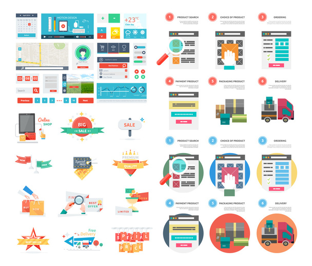 Internet shopping process and delivery - Vector, Imagen