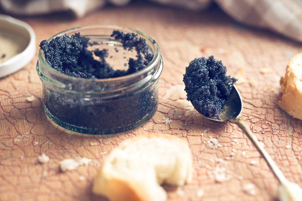 black caviar in jar - Foto, Imagen