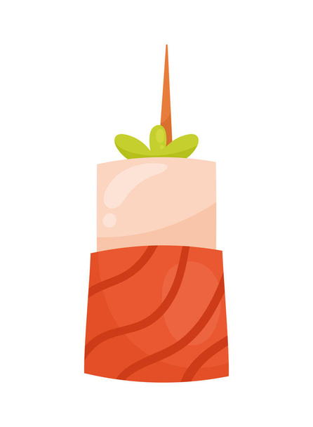 salmon appetizer canape in stick - Vector, imagen
