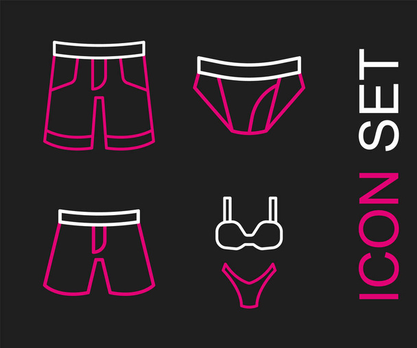 Set line Swimsuit Short or pants Men underpants and icon. Vector. - Vector, Image