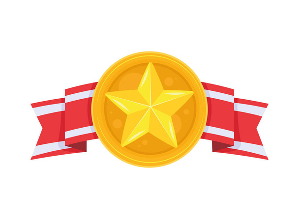 usa medal with red ribbon icon - Vetor, Imagem