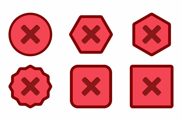 Wrong marks Icon Set, Cross marks, Rejected, Disapproved, No, False, Not Ok, Wrong Choices, Task Completion, Voting. - vector mark symbols in red. Flat style vector illustration. - Vektor, obrázek