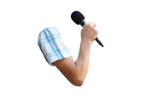 arm hand shakes microphone wirelessly - Photo, image