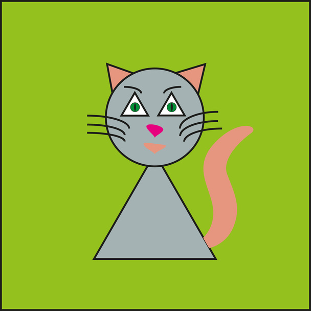 Funny cat on the green background - Vector, afbeelding