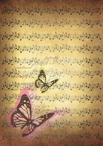notas musicales con mariposas
 - Foto, Imagen