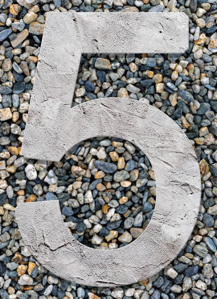 Number 5 with concrete texture, on stones background - Valokuva, kuva