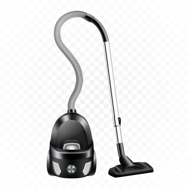 Vacuum cleaner complete with a brush isolated on white background. Realistic 3d vector illustration - Vector, imagen