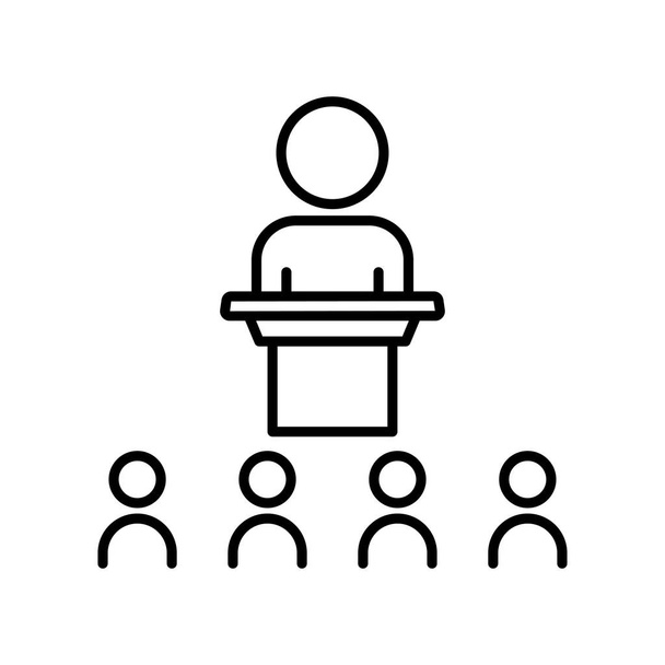 Икона людей на трибуне. икона, связанная с обсуждением, бизнесом. стиль значка линии. Простой дизайн редактируемый - Вектор,изображение