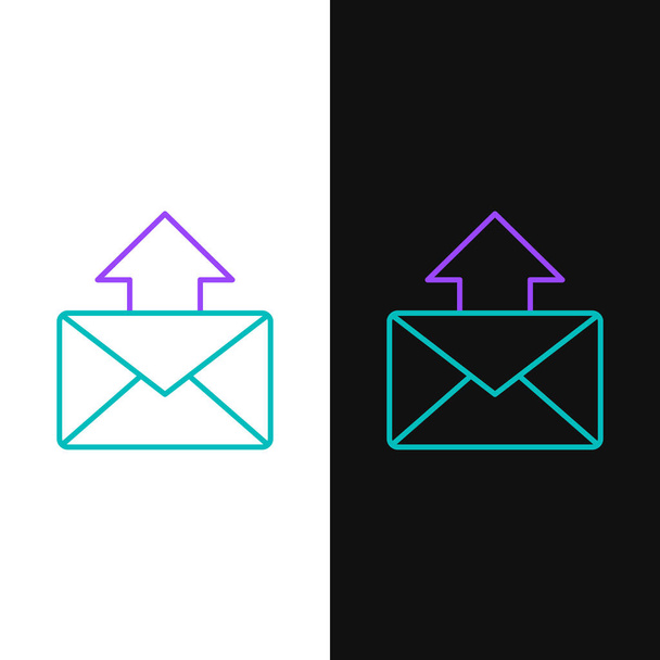 Linia Poczta i ikona e-mail izolowane na białym i czarnym tle. E-mail z symbolem koperty. Znak wiadomości e-mail. Kolorowy koncept. Wektor. - Wektor, obraz