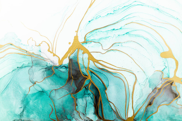 Marble ink abstract art from meticulous original painting abstract background . Painting was painted on high quality paper texture to create smooth marble background pattern of ombre alcohol ink . - Fotó, kép