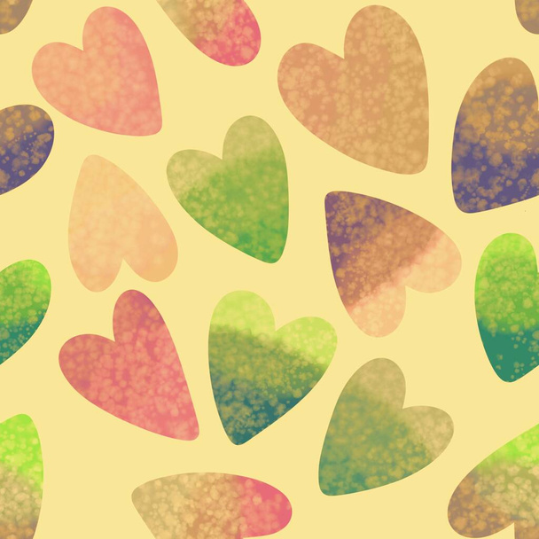 Watercolor valentines seamless hearts pattern for fabrics and textiles and packaging and wrapping paper and clothes print and kids accessories and notebooks. High quality illustration - Zdjęcie, obraz
