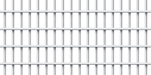 Barre carcerarie metalliche realistiche isolate su sfondo bianco. Gabbia di prigione dettagliata, recinzione di ferro della prigione. Mockup dei precedenti penali. Illustrazione vettoriale creativa - Vettoriali, immagini
