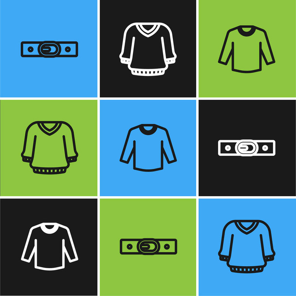Set line Belt Sweater and icon. Vector. - Wektor, obraz