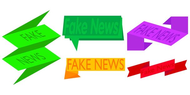 Set of ribbon with Fake News text. Banner template. Label sticker. Sign. - ベクター画像