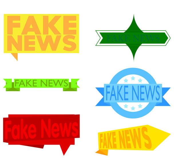 Set of ribbon with Fake News text. Banner template. Label sticker. Sign. - Vektör, Görsel