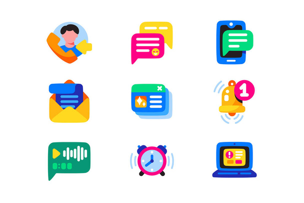 Correspondence notices icons set vector illustration. New email message notice, open mail envelope letter and internet reminders - ベクター画像
