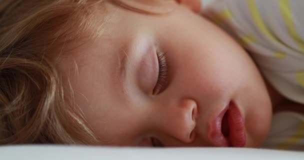 One year old baby sleeping drooling. Napping infant todlder boy - Video, Çekim