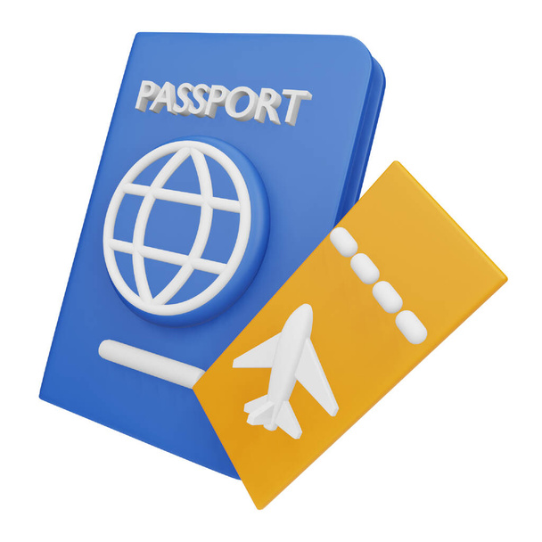 Passport ticket 3d rendering isometric icon. - Vecteur, image