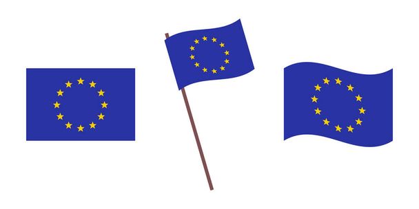 EU flag signs set. National symbol of economic and political unification of European states. European Union. - Vetor, Imagem