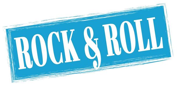 ROCK & ROLL text written on blue rectangle stamp sign. - Valokuva, kuva