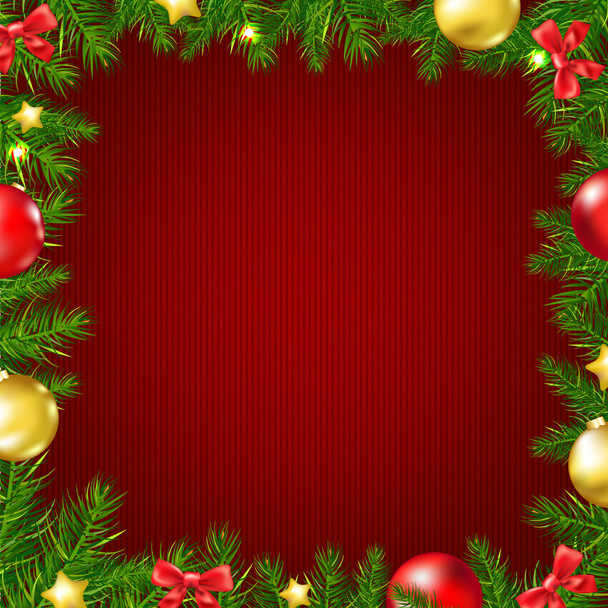 Christmas Fir Tree Border Card - Vector, imagen