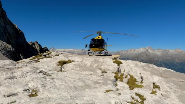 Landscape with Helicopter on the Italian Alps - 5K - Materiał filmowy, wideo