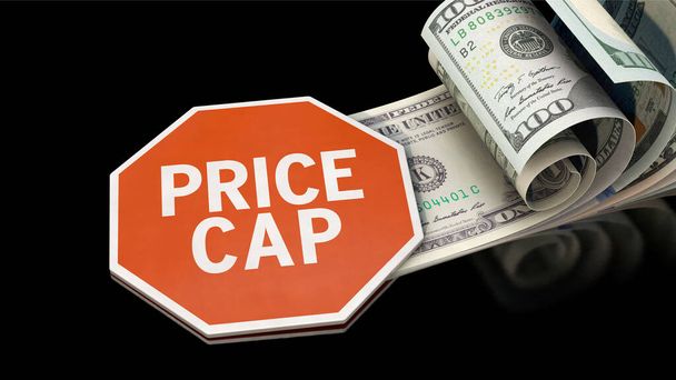 Price cap - Sign with word PRICE CAP lies on US Dollar banknotes - Valokuva, kuva