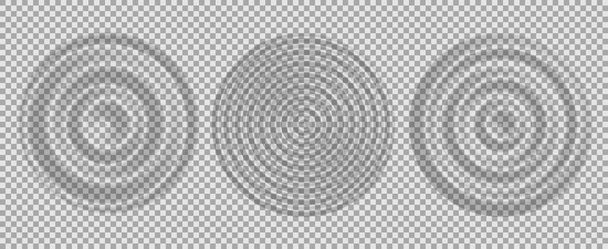 Vue panoramique sur l'eau ondulée. Ensemble d'anneaux concentriques à éclaboussures d'eau avec des ondes circulaires isolées sur fond transparent. Illustration vectorielle - Vecteur, image