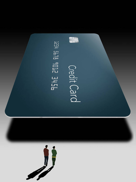 Ось загальна макетна кредитна картка з сучасним дизайном з текстовим простором, ділянка копіювання в 3-D ілюстрації
. - Фото, зображення