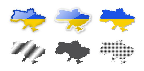 Ukraine - Maps Collection. Six maps of different designs. Set of vector illustrations - Vettoriali, immagini