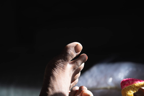 Close up of Men Leg Fingers Stock Images. - Foto, afbeelding