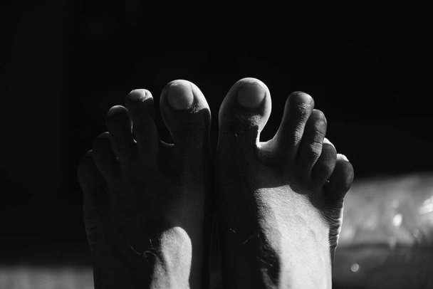 Close up of Men Leg Fingers Stock Images. - Foto, afbeelding
