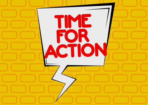 Inspiration, die Zeichen zeigt Time For Action, Business-Ansatz Immer bereit, Ermutigung zu tun Gehen Sie schnell Frau mit leerem Brief, Kaffee und Schreibwaren über Holztisch. - Foto, Bild