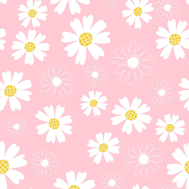 Daisy dream pattern with beautiful pastel color, trendy floral seamless pattern, suitable for fabric print, textile, wallpaper, background and apparel. - Vector, Imagen