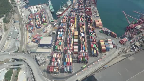 industrial cargo port, aerial shot industrial cargo port - Video, Çekim