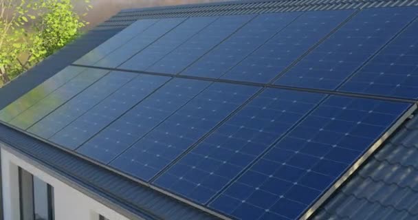 4k Tracking Shot of Solar Panels On a Residential Roof Top. - Felvétel, videó