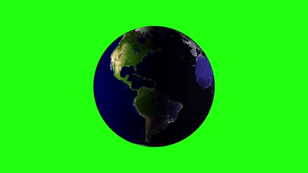 El planeta Tierra en el espacio gira 360 grados. Animación LOOPED en GREEN SCREEN
 - Metraje, vídeo